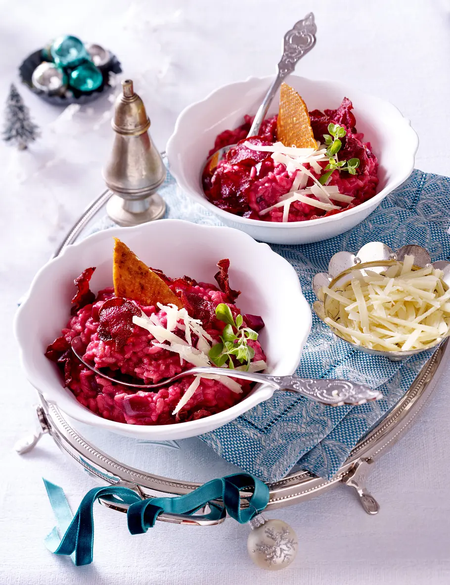 Risotto mit Rote Bete-Chips Rezept Risotto mit Rote Bete-Chips Rezept