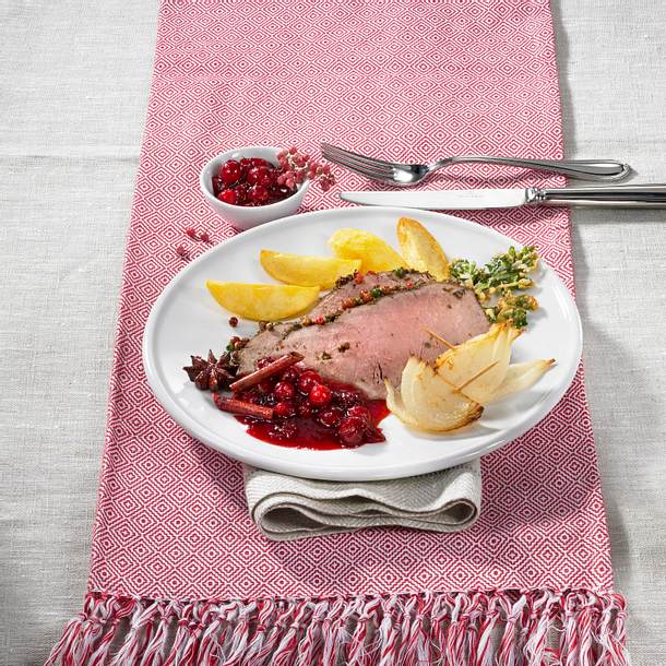 Roastbeef mit Cranberry-Chutney Rezept Roastbeef mit Cranberry-Chutney Rezept