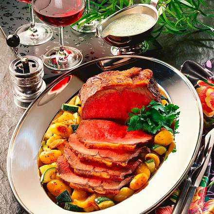 Roastbeef Mit Geschmortem Gemuse Rezept Lecker