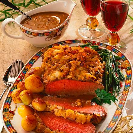 Roastbeef mit Meerrettich-Zwiebel-Kruste Rezept