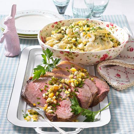 Roastbeef mit Remouladen-Kartoffelsalat Rezept Roastbeef mit Remouladen-Kartoffelsalat Rezept