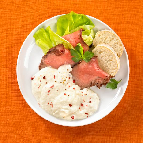 Roastbeef mit Vanille-Meerrettichsoße Rezept Roastbeef mit Vanille-Meerrettichsoße Rezept