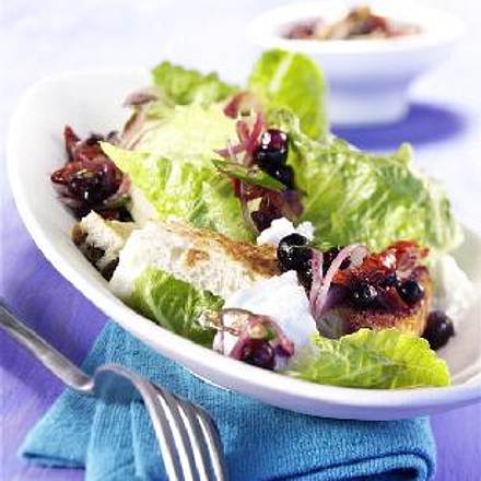 Römersalat mit scharfer Blaubeersalsa Rezept