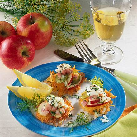 Röstini mit Matjestatar Rezept Röstini mit Matjestatar Rezept