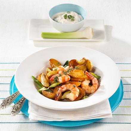 Röstkartoffeln mit Knoblauch & Garnelen Rezept