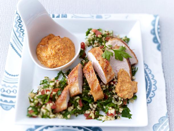 Romesco zu Hähnchenfilet & Taboulé Rezept Romesco zu Hähnchenfilet & Taboulé Rezept