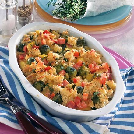 Rosenkohlauflauf mit Kasseler Rezept Rosenkohlauflauf mit Kasseler Rezept