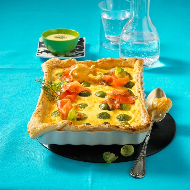 Rosenkohlquiche mit Graved Lachs Rezept Rosenkohlquiche mit Graved Lachs Rezept