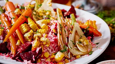 Röstgemüse-Reis-Salat Rezept - Foto: LECKER @ Bauer Media Group Röstgemüse-Reis-Salat Rezept - Foto: LECKER @ Bauer Media Group