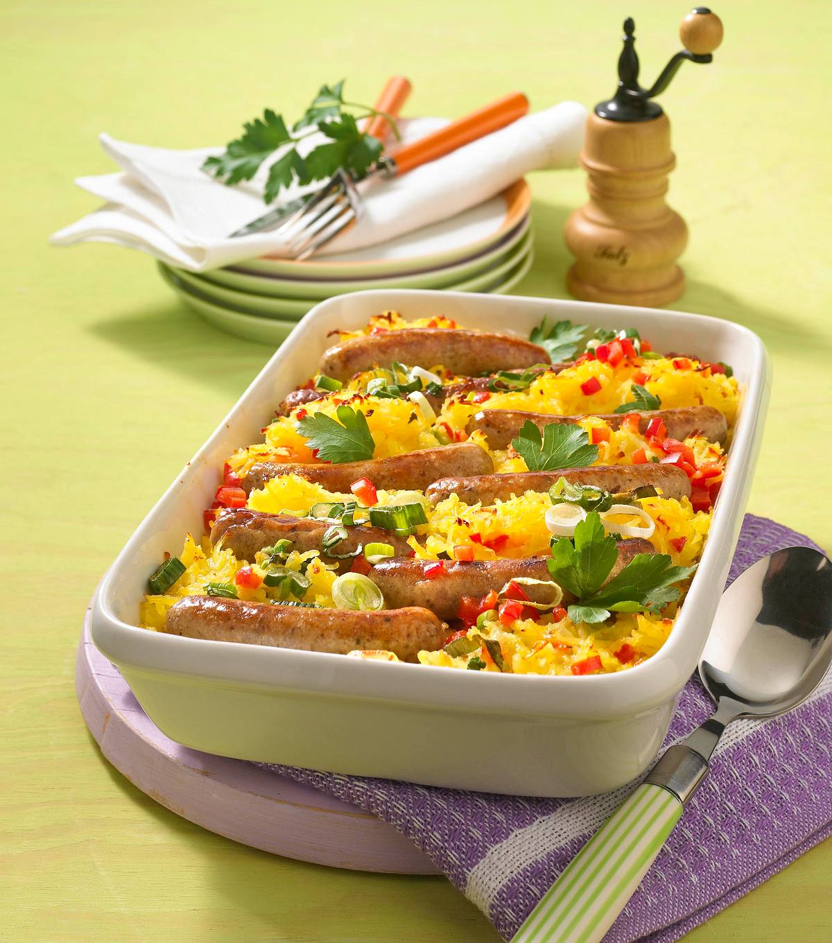 Röstiauflauf mit Schweinwürstl Rezept