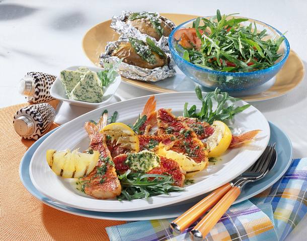 Rotbarbe mit Raukebutter Rezept Rotbarbe mit Raukebutter Rezept