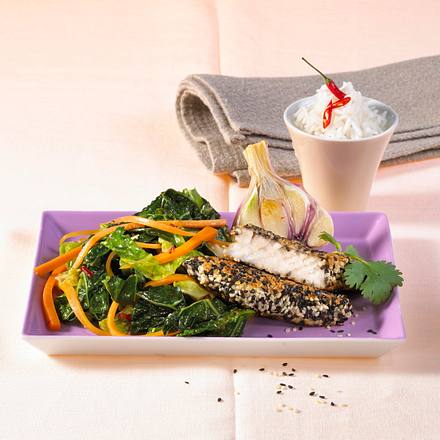 Rotbarschfilet in Sesamkruste mit Wirsing Rezept