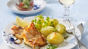 Rotbarschfilet mit Kerbelsoße und Gurkensalat (kalorienarm) Rezept - Foto: Först, Thomas