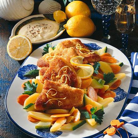 Rotbarschfilet mit Zitronenpanade Rezept Rotbarschfilet mit Zitronenpanade Rezept