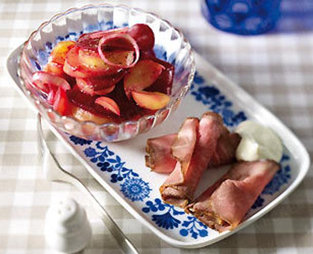 Rote-Bete-Kartoffel-Salat mit Roastbeef Rezept