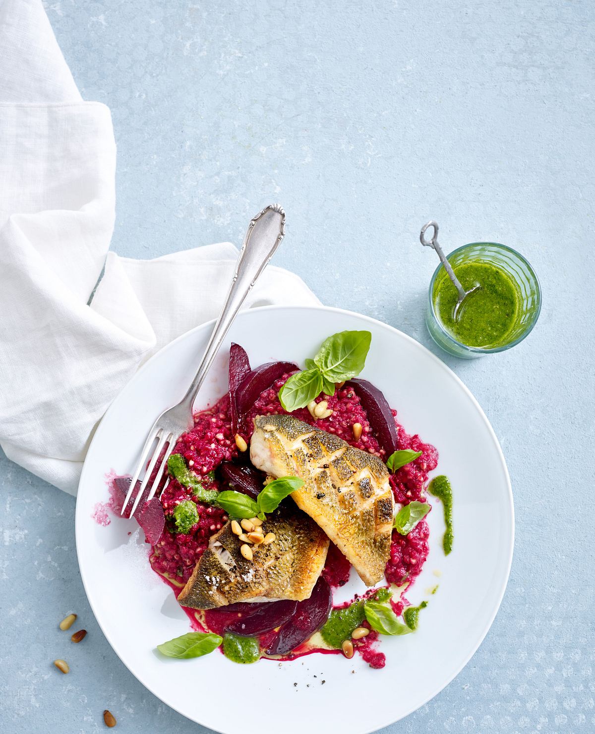 Rote Bete-Risotto mit Zanderfilet Rezept