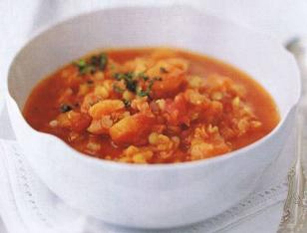 Rote-Linsen-Suppe mit Aprikosen und Kreuzkümmel von Cynthia Barcomi Rezept