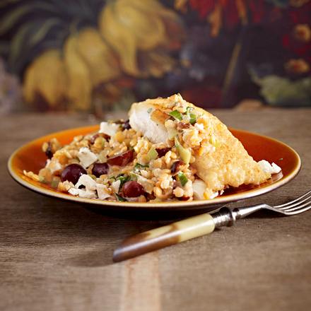 Rote-Linsen-Trauben- Salat mit Lengfisch Rezept Rote-Linsen-Trauben- Salat mit Lengfisch Rezept