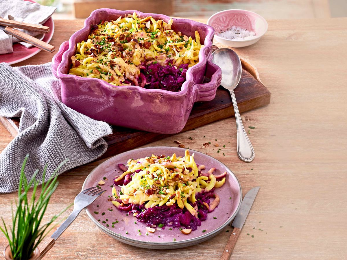 Rotkohl-Spätzle-Auflauf Rezept