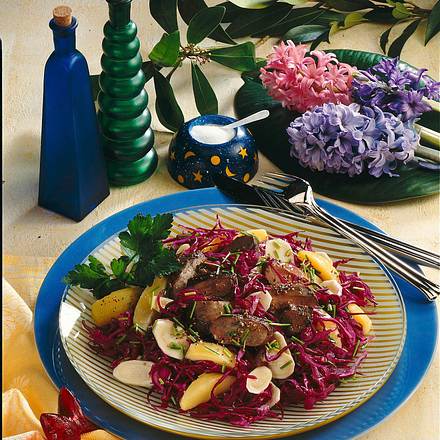 Rotkohlsalat mit Putenleber Rezept Rotkohlsalat mit Putenleber Rezept