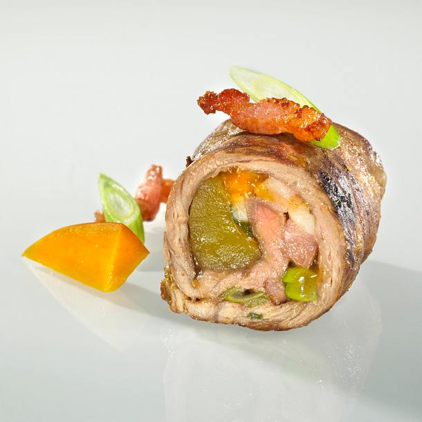 Rouladen mit Curry-Mango-Bacon-Füllung Rezept Rouladen mit Curry-Mango-Bacon-Füllung Rezept