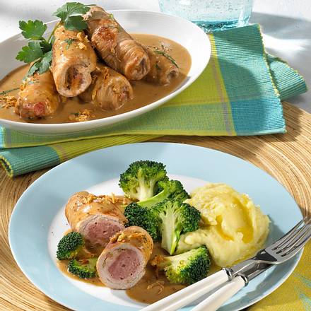 Rouladen mit Mett-Röstzwiebel-Füllung Rezept Rouladen mit Mett-Röstzwiebel-Füllung Rezept