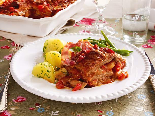 Rouladenauflauf mit Tomaten- Pilzrahm Rezept