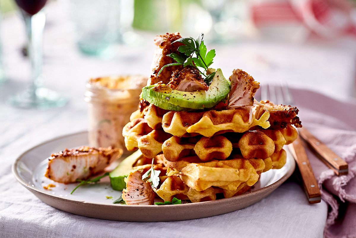 Rübli-Waffel mit Cajun Chicken Stripes Rezept