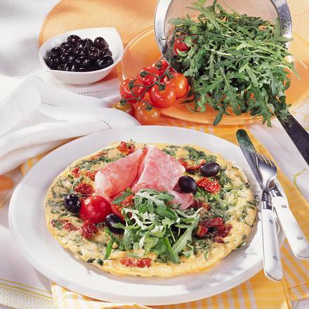 Rucola-Omelett mit Mortadella Rezept Rucola-Omelett mit Mortadella Rezept
