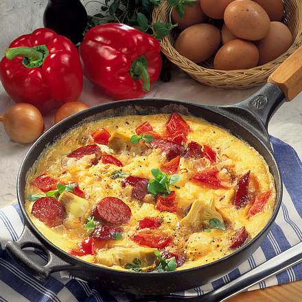 Rührei mit Cabanossi Rezept