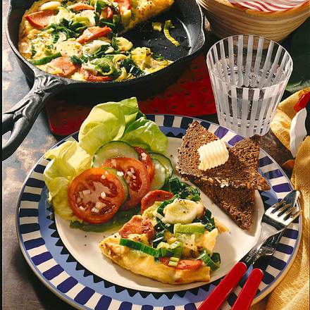 Rührei mit Fleischwurst und Porree Rezept Rührei mit Fleischwurst und Porree Rezept