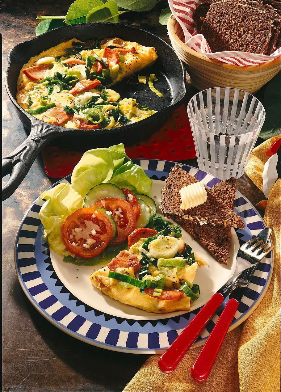 Rührei mit Fleischwurst und Porree Rezept