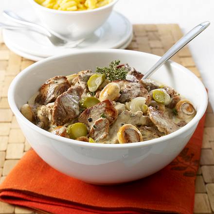 Russenpfanne mit Filetscheiben und Pilzen Rezept Russenpfanne mit Filetscheiben und Pilzen Rezept