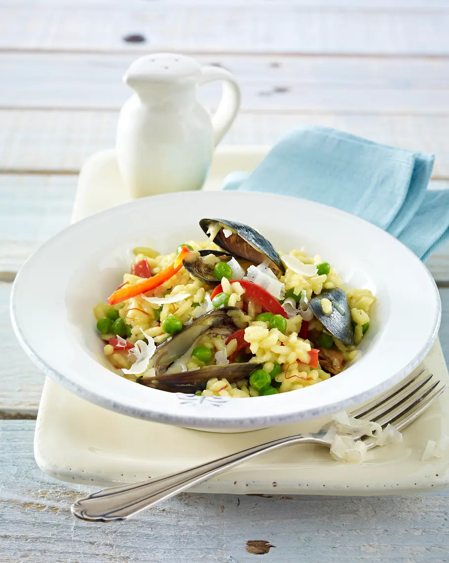 Safran-Risotto mit Miesmuscheln Rezept Safran-Risotto mit Miesmuscheln Rezept