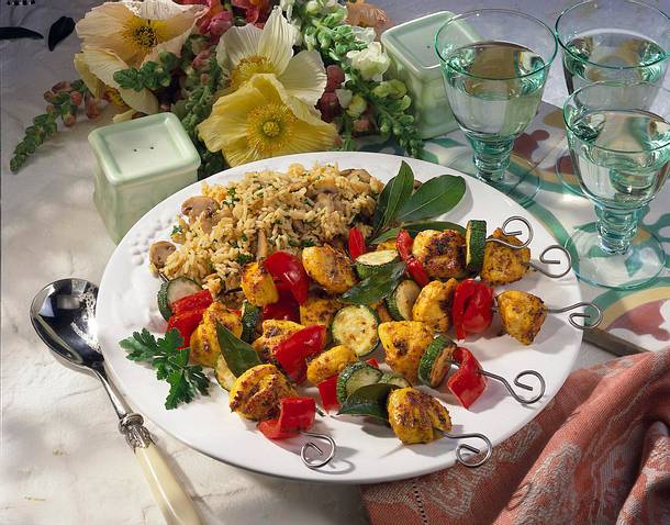 Saftige Hähnchenspieße Rezept Saftige Hähnchenspieße Rezept