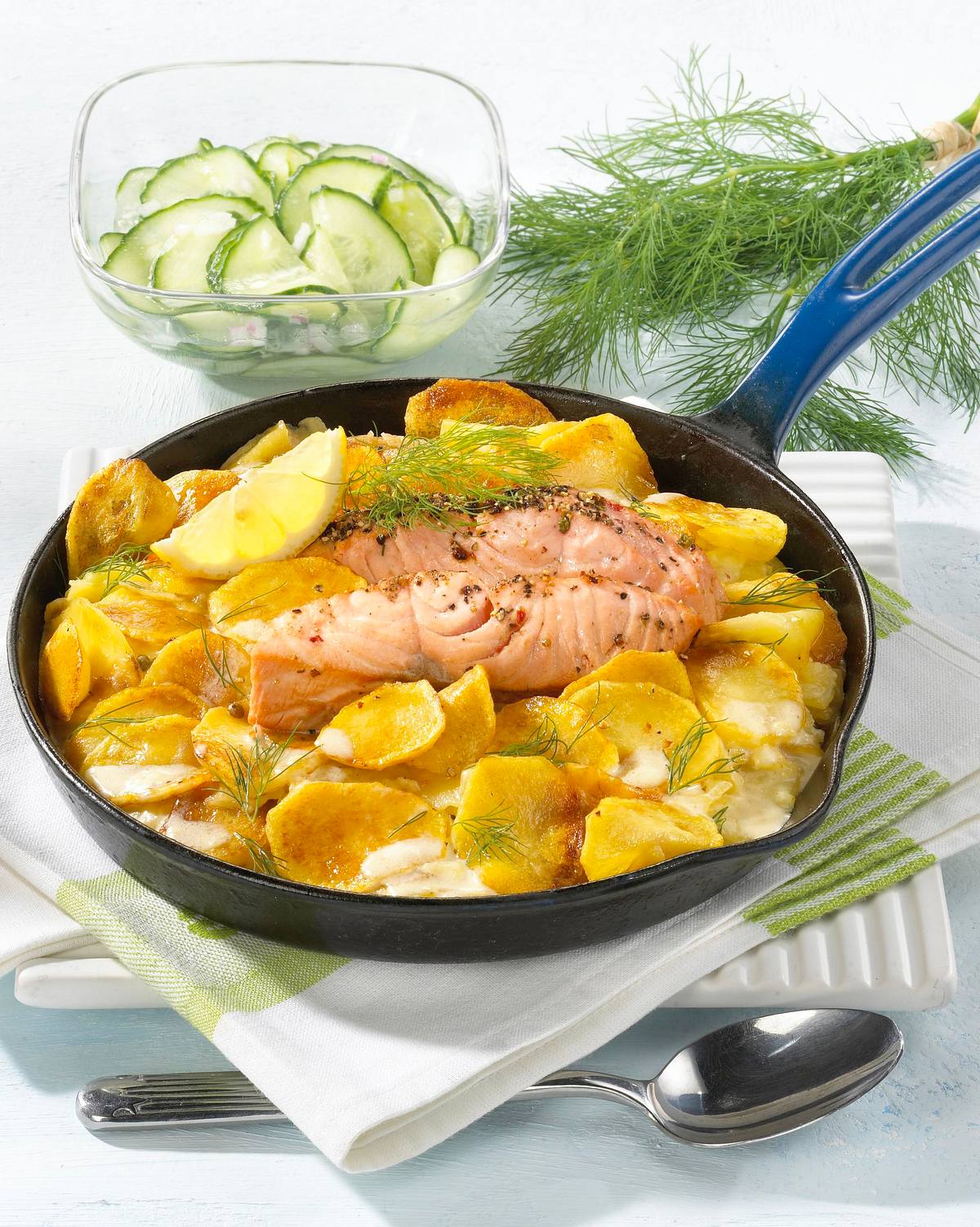 Sahne-Kartoffeln mit Lachs Rezept