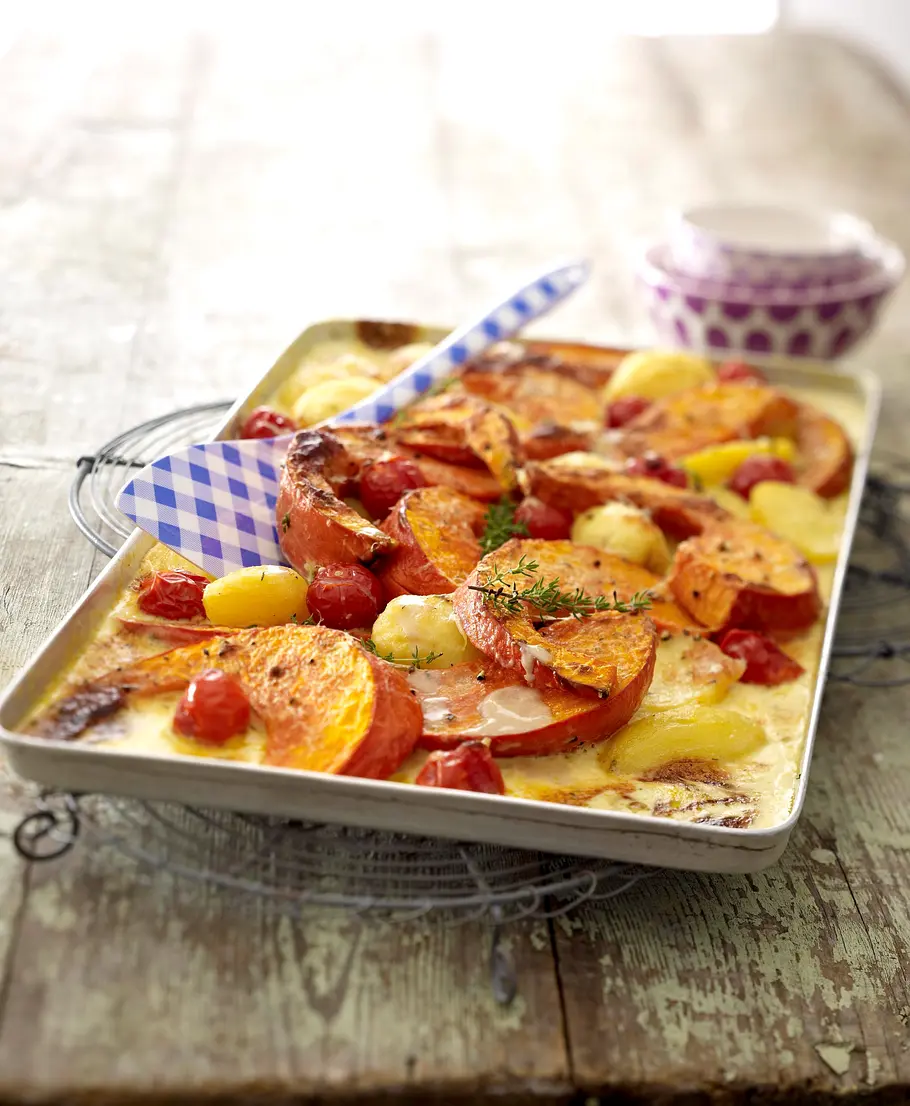 Sahnekürbis vom Blech Rezept Sahnekürbis vom Blech Rezept