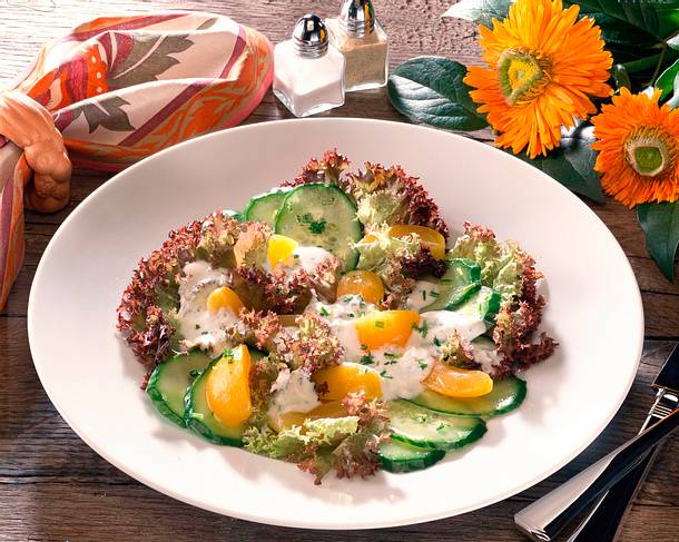 Salat mit Joghurt-Kräuter- Dressing Rezept Salat mit Joghurt-Kräuter- Dressing Rezept