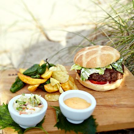 Sansibar-Burger mit Kartoffelmix Rezept