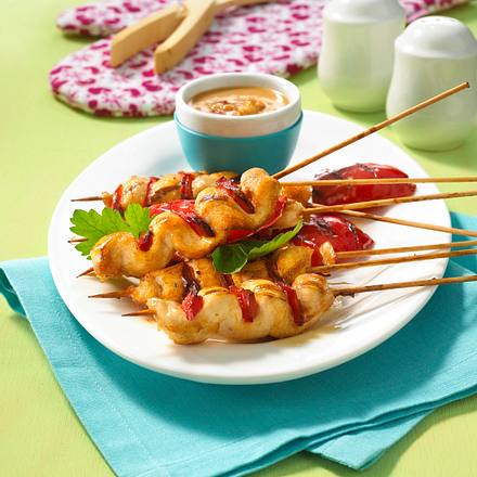 Sate-Spieße mit Erdnuss-Dip Rezept