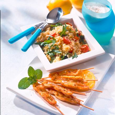 Saté-Spieße mit Zitronensoße Rezept Saté-Spieße mit Zitronensoße Rezept