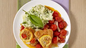 Sauerampfer-Kartoffelpüree mit Zitronenhähnchen Rezept - Foto: LECKER @ Bauer Media Group Sauerampfer-Kartoffelpüree mit Zitronenhähnchen Rezept - Foto: LECKER @ Bauer Media Group