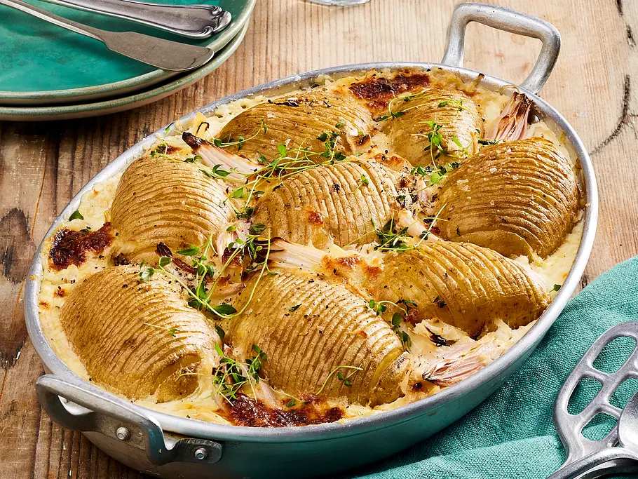 Sauerkrautauflauf mit Fächerkartoffeln Rezept Sauerkrautauflauf mit Fächerkartoffeln Rezept