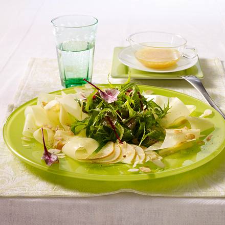 Sbrinz-Carpaccio mit Babysalat und Feigensenf-Vinaigrette Rezept