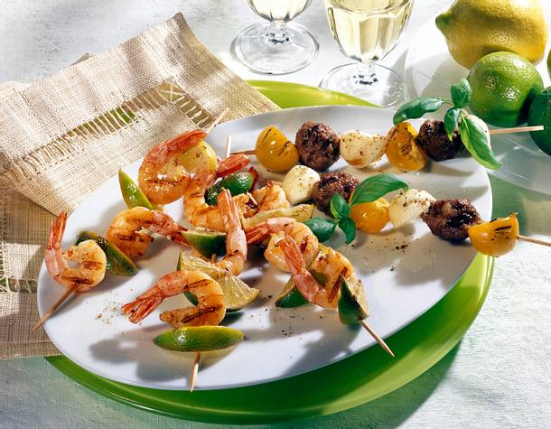 Scampi- und Tomaten-Hackspieße Rezept Scampi- und Tomaten-Hackspieße Rezept