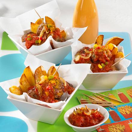 Schaschlik-Bällchen zu Röstkartoffeln Rezept Schaschlik-Bällchen zu Röstkartoffeln Rezept