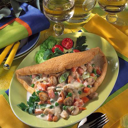 Schaumomelett mit Hähnchen-Ragout Rezept Schaumomelett mit Hähnchen-Ragout Rezept