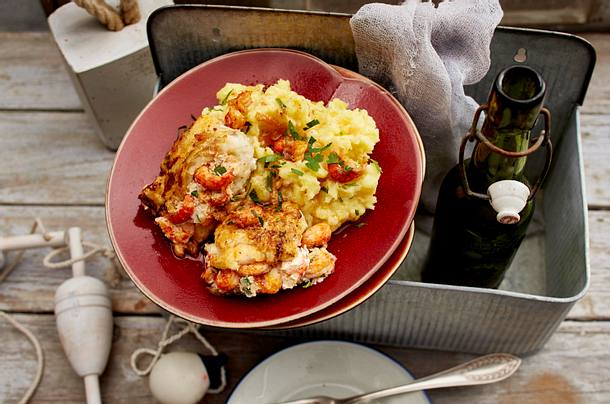 Schellfischfilet mit Knoblauch-Kartoffelpüree Rezept Schellfischfilet mit Knoblauch-Kartoffelpüree Rezept