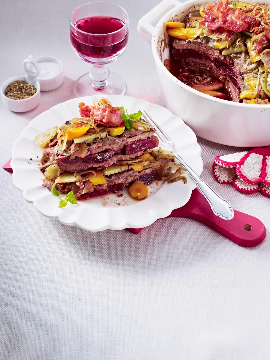 Schichttopf mit Rouladenfleisch Rezept