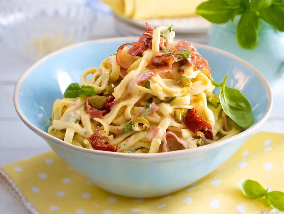 Schinken-Basilikum-Nudeln Rezept Schinken-Basilikum-Nudeln Rezept
